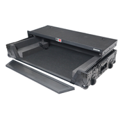 ProX XS-DDJREV5 WLTBL LED ATA Flight Style Road Case For Pioneer DDJ-REV5 DJ Controller with Laptop Shelf 1U Rack Space Wheels and LED Black Finish