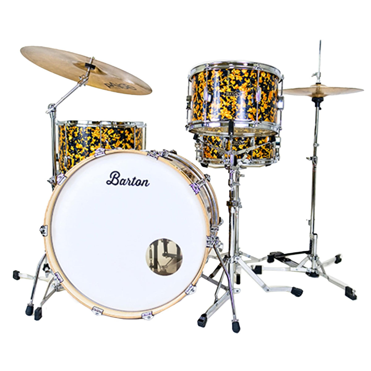 Barton Studio Custom Birch 12/14/20 3pc. Drum Kit Black & Gold Pearl - MUSICTONER