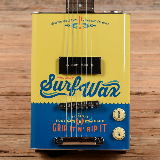 Bohemian Guitars Oil Can Guitar Yellow/Blue - MUSICTONER