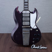 Gibson Custom Shop Murphy Lab 63' SG Custom 3-Pickup Maestro Electric Guitar - Light Aged Brunswick Wild Berry - #505223