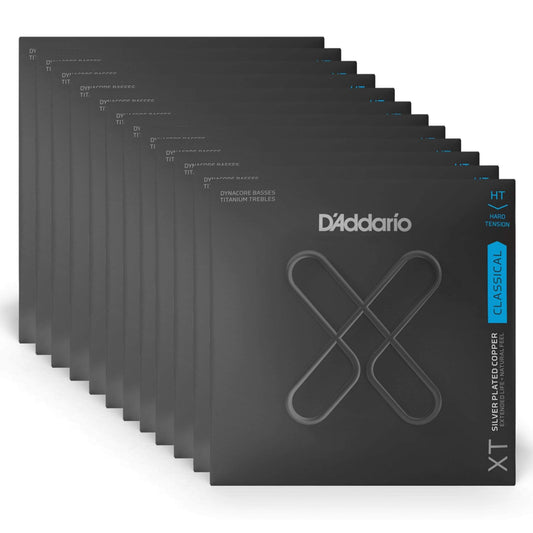 D'Addario XT Dynacore Titanium Classical Guitar Hard Tension 12 Pack Bundle - MUSICTONER