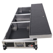 ProX XS-TMC1012WLTFSTND DJ Coffin Flight Case for (2) 1200 Style Turntables 10-inch 12-inch Mixers with Sliding Laptop Shelf and Wheels