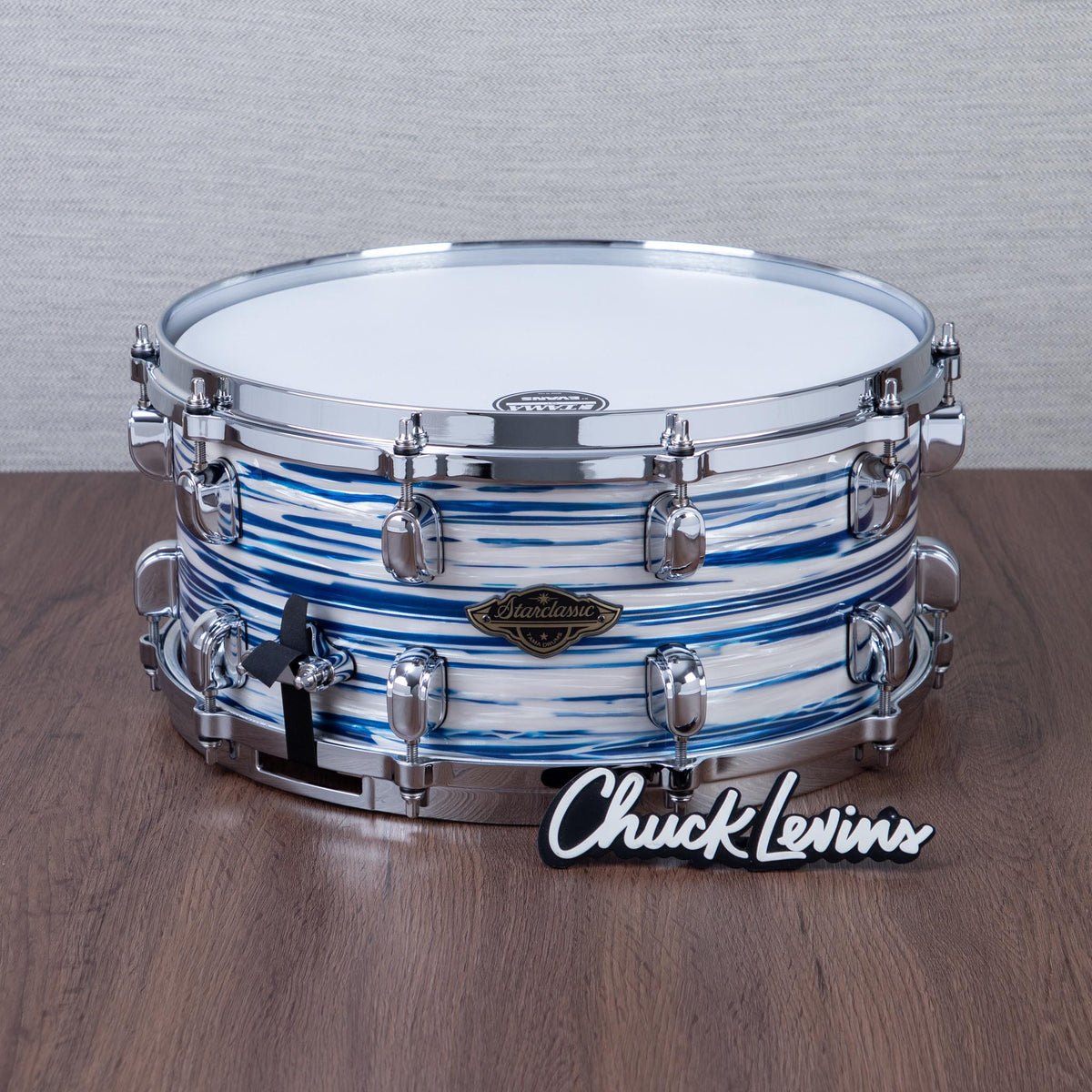 Tama 6.5 x 14-Inch Starclassic Walnut/Birch Snare Drum - Blue and White Oyster