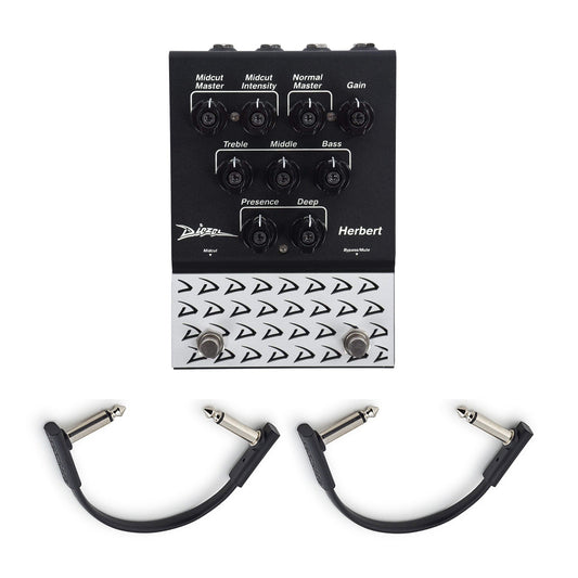 Diezel Herbert 2-channel Overdrive & Preamp Pedal w/(2) Rockboard Flat Patch Cables Bundle - MUSICTONER