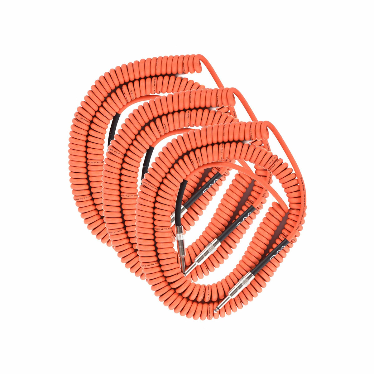 Divine Noise Curly Cable Orange 30' Straight/Straight 3 Pack Bundle - MUSICTONER