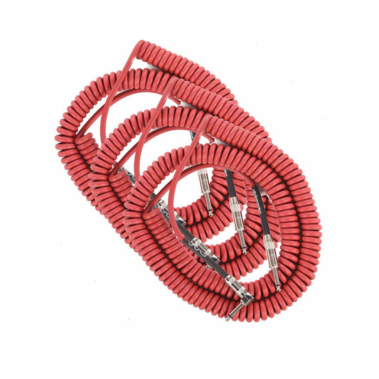Divine Noise Curly Cable Red 30' Straight/Right Angle 3 Pack Bundle - MUSICTONER