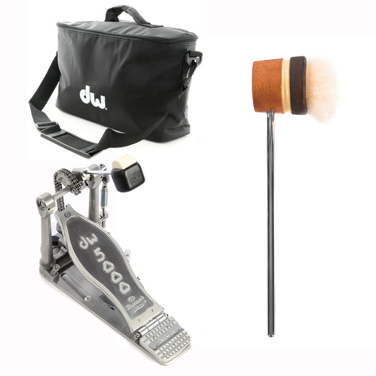 DW 5000 Modern Retro Accelerator Single Bass Drum Pedal Bundle w/Bag & Low Boy Lightweight Puff Daddy Amber/Med Brown…