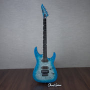 ESP M-II CTM FR Electric Guitar - Liquid Metal Silver/Blue Burst - #E3920242