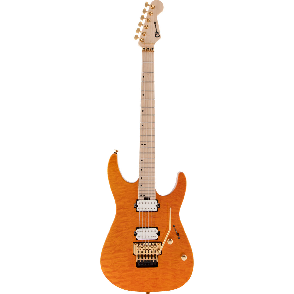 Charvel Pro-Mod DK24 HH FR M Mahogany With Quilt Maple Electric Guitar - Dark Amber