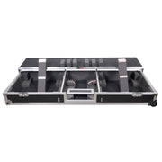 ProX XS-TMC1012WLTFSTND DJ Coffin Flight Case for (2) 1200 Style Turntables 10-inch 12-inch Mixers with Sliding Laptop Shelf and Wheels