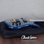 Spector Euro 4 LT Poplar Burl Over Ash Electric Bass Guitar - Faded Light Blue Gloss - CHUCKSCLUSIVE - #]C121NB23311