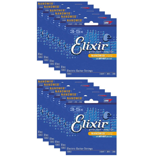 Elixir 12052 Electric Nano Light 10-46 (12 Pack Bundle) - MUSICTONER