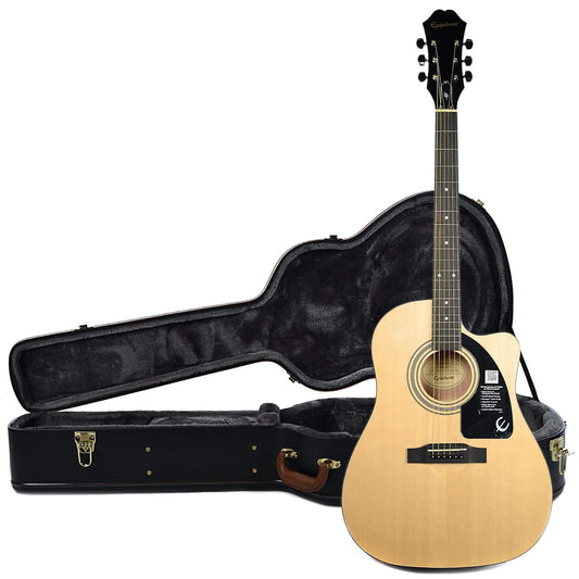 Epiphone AJ-100CE Advanced Jumbo Acoustic-Electric Natural CH and Epiphone Hardshell Case Bundle - MUSICTONER