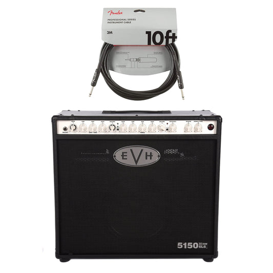 EVH 5150 III 50-Watt 6L6 1x12 Combo Black Cable Bundle - MUSICTONER