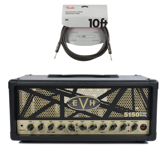 EVH 5150 III 50 Watt EL34 Head Black Cable Bundle - MUSICTONER
