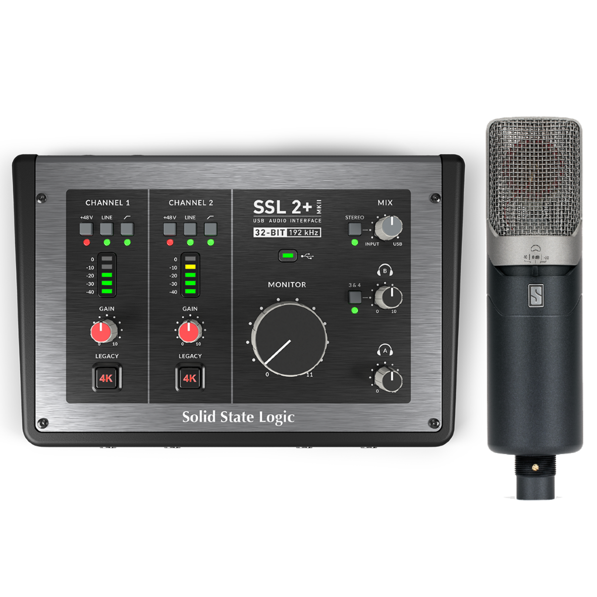 Solid State Logic SSL2+ MKII Audio Interface with Slate ML-1A Modeling Microphone Bundle