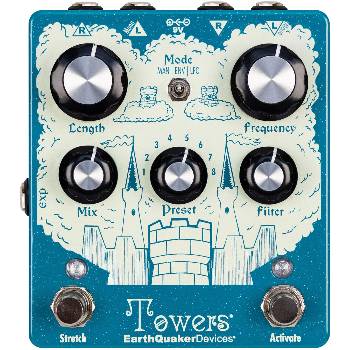 EarthQuaker Devices Towers Soundscape Generator Stereo Reverberant Filter Effects Pedal