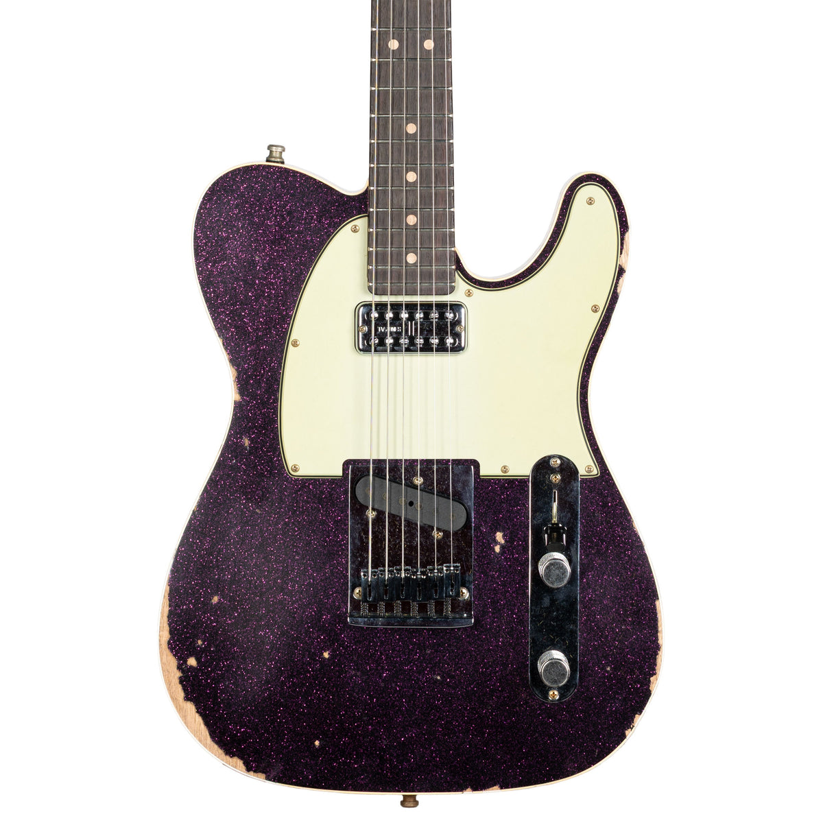 Fender Custom Shop Dual Stack HS Telecaster Relic - Magenta Sparkle Top with Natural Body
