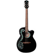 Luna Fauna Dragon Acoustic-Electric Guitar - Classic Black