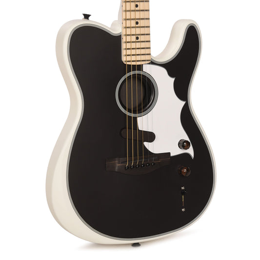Fender Artist Jack White Triplesonic Acoustasonic Telecaster Satin Arctic White with Black Top - MUSICTONER