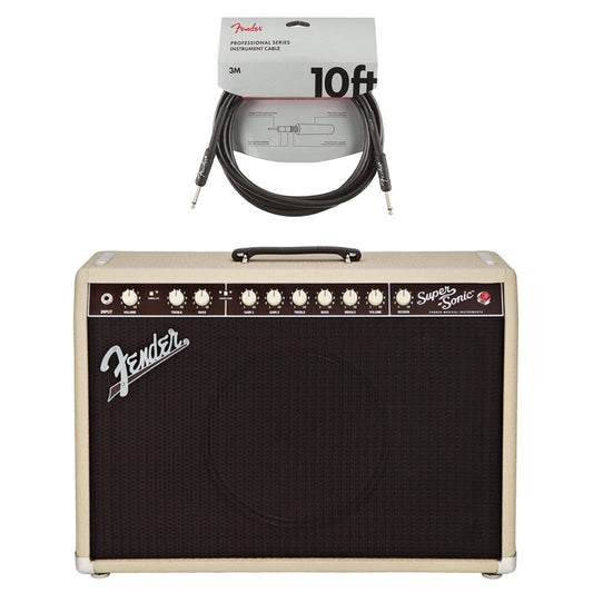 Fender Super-Sonic 22W 1x12 Combo Blonde Cable Bundle - MUSICTONER