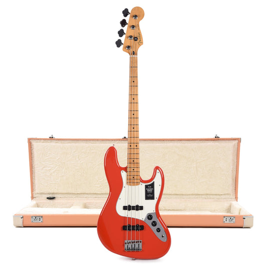 Fender Player II Jazz Bass MN Coral Red and Pacific Peach Hardshell Case Bundle - MUSICTONER