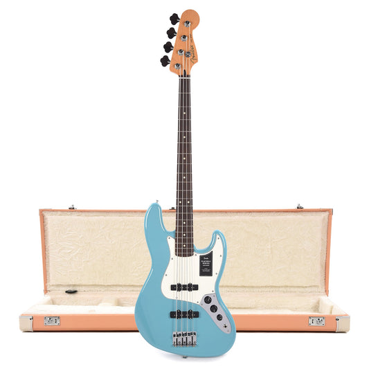 Fender Player II Jazz Bass RW Aquatone Blue and Pacific Peach Hardshell Case Bundle - MUSICTONER
