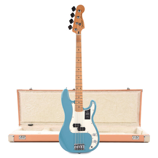 Fender Player II Precision Bass MN Aquatone Blue and Pacific Peach Hardshell Case Bundle - MUSICTONER