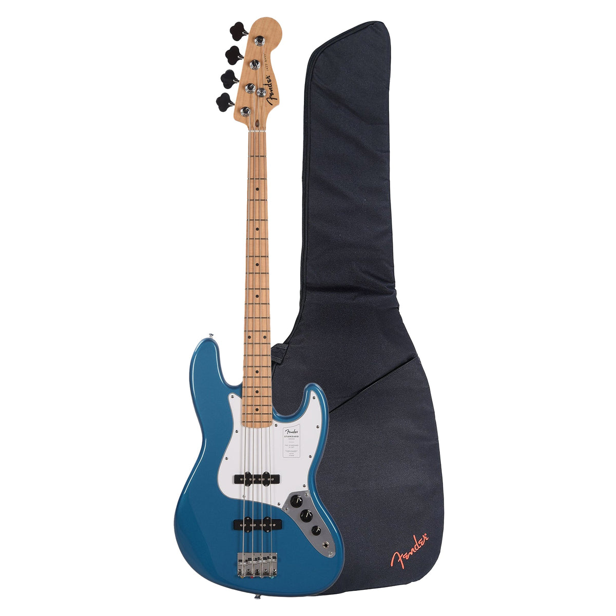 Fender Standard Jazz Bass MN Aqua Marine Metallic and FB405 Gig Bag Bundle - MUSICTONER