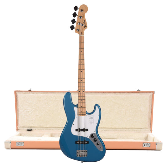 Fender Standard Jazz Bass MN Aqua Marine Metallic and Pacific Peach Hardshell Case Bundle - MUSICTONER