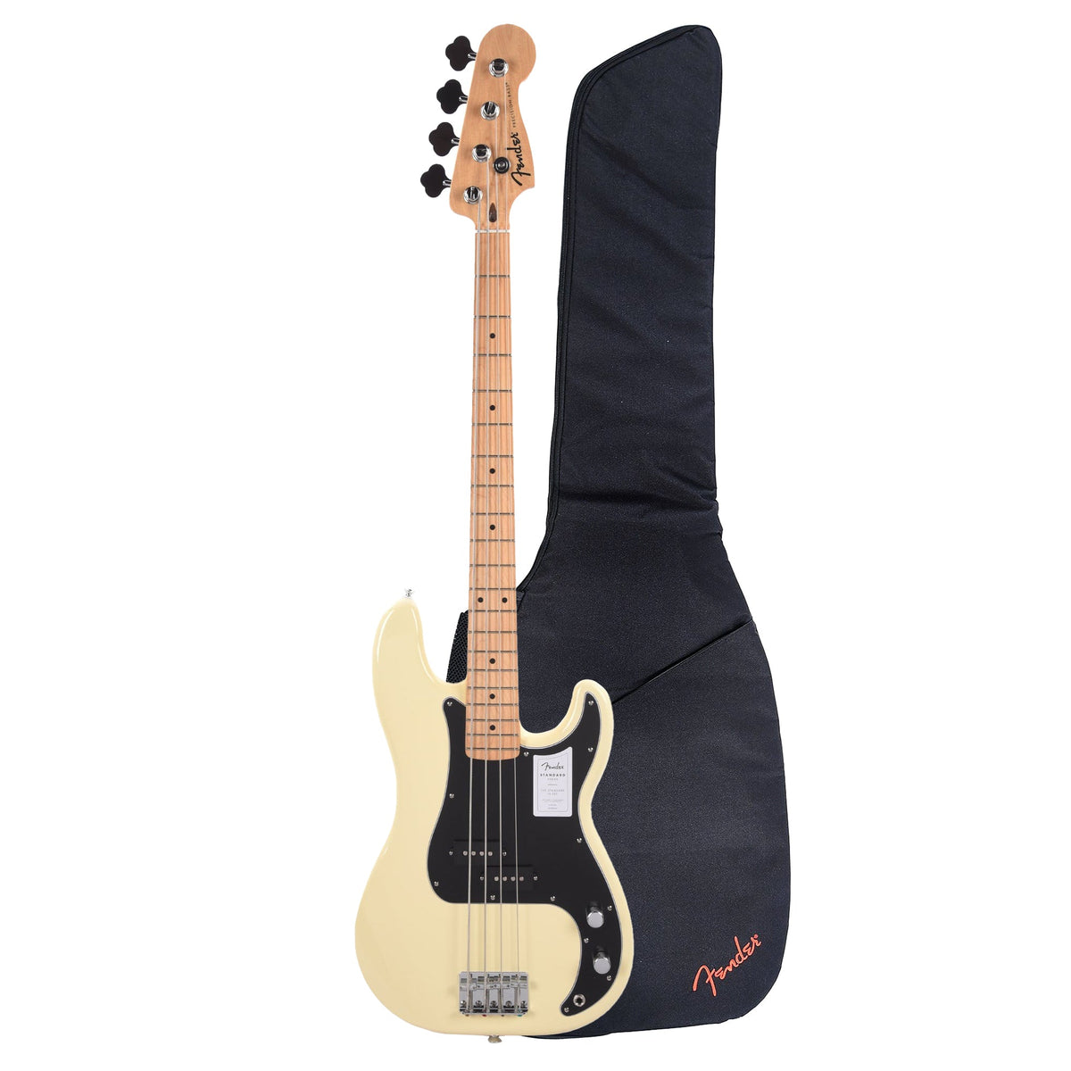 Fender Standard Precision Bass MN Olympic White and FB405 Gig Bag Bundle - MUSICTONER