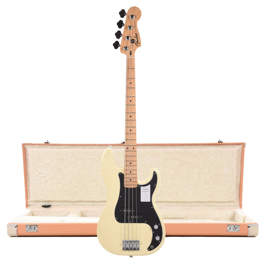 Fender Standard Precision Bass MN Olympic White and Pacific Peach Hardshell Case Bundle - MUSICTONER