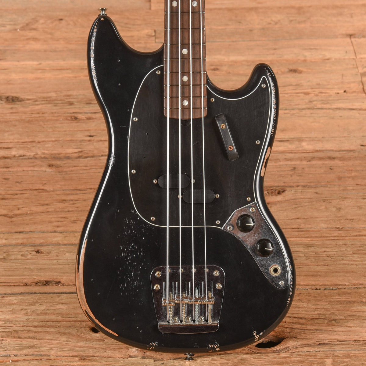 Fender Justin Meldal-Johnsen Road Worn Signature Mustang Bass Black 2017 - MUSICTONER