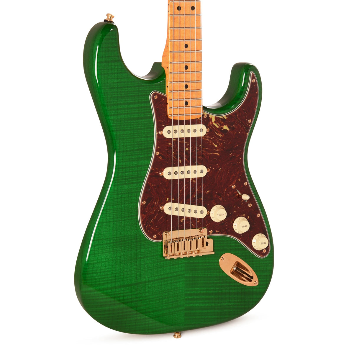 Fender Custom Shop Limited Edition Custom Deluxe AAA Flame Stratocaster NOS Emerald Green Transparent w/Gold Hardware…