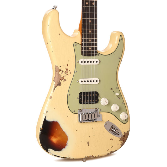 Fender Custom Shop Limited Edition Custom Deluxe HB S-1 Stratocaster Heavy Relic Aged Vintage White over 3-Tone Sunburst…
