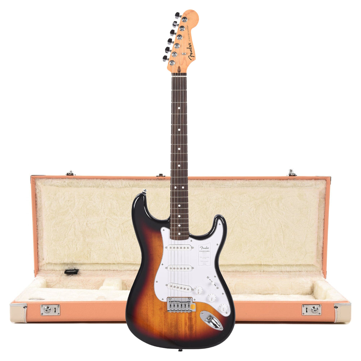 Fender Standard Stratocaster LRL 3-Color Sunburst and Pacific Peach Hardshell Case Bundle - MUSICTONER