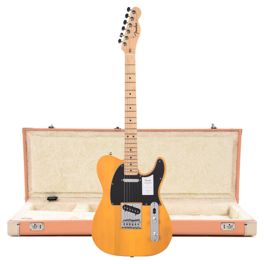 Fender Standard Telecaster MN Butterscotch Blonde and Pacific Peach Hardshell Case Bundle - MUSICTONER