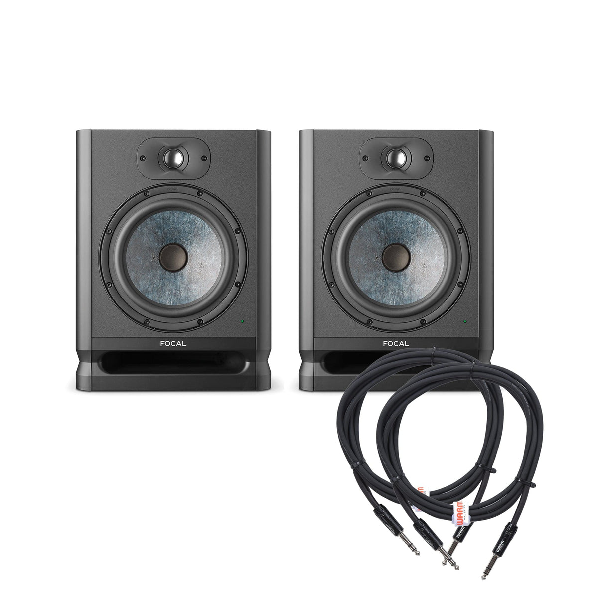 Focal Alpha 80 Evo 8" Active Studio Monitor Pair and (2) TRS Cable Bundle - MUSICTONER