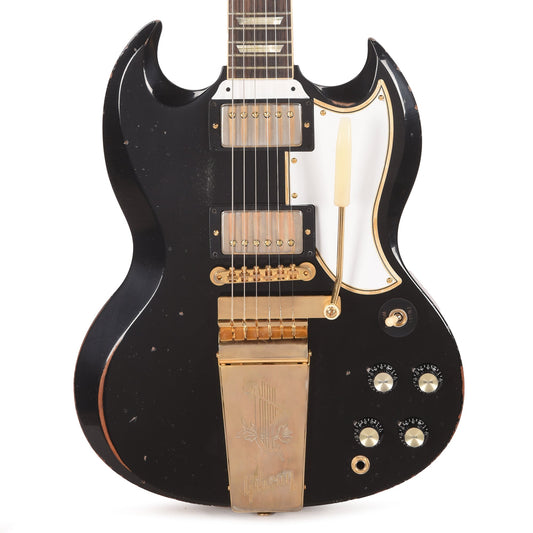 Gibson Custom Shop Murphy Lab 1961 LP/SG Standard "CME Spec" Heavy Antique Ebony Heavy Aged w/Maestro Vibrola - MUSICTONER