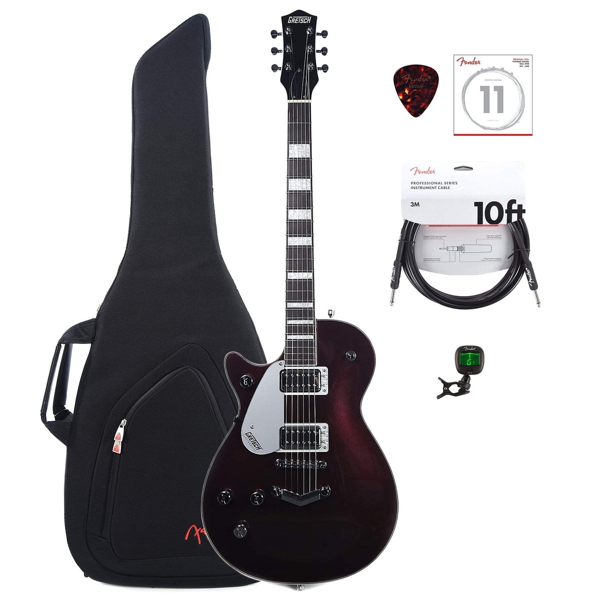 Gretsch G5220LH Electromatic Jet BT Dark Cherry Metallic LEFTY w/Gig Bag, Tuner, (1) Cable, Picks and Strings Bundle…