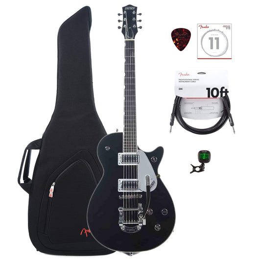 Gretsch G5230T Electromatic Jet FT Black w/Gig Bag, Tuner, (1) Cable, Picks and Strings Bundle - MUSICTONER