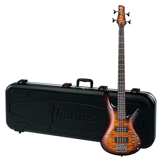 Ibanez SR400EQM 4 String Dragon Eye Burst and MB300C Case Bundle - MUSICTONER