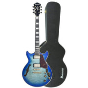 Ibanez AM93QM Artcore Expressionist Semi-Hollow Body Jet Blue Burst w/Ibanez Hardshell Case - MUSICTONER
