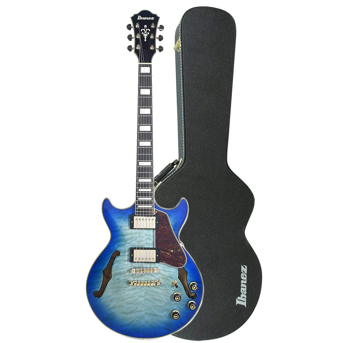 Ibanez AM93QM Artcore Expressionist Semi-Hollow Body Jet Blue Burst w/Ibanez Hardshell Case - MUSICTONER