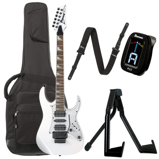 Ibanez RG450DXB White Bundle w/ Ibanez Gig Bag, Stand, Tuner and Strap - MUSICTONER