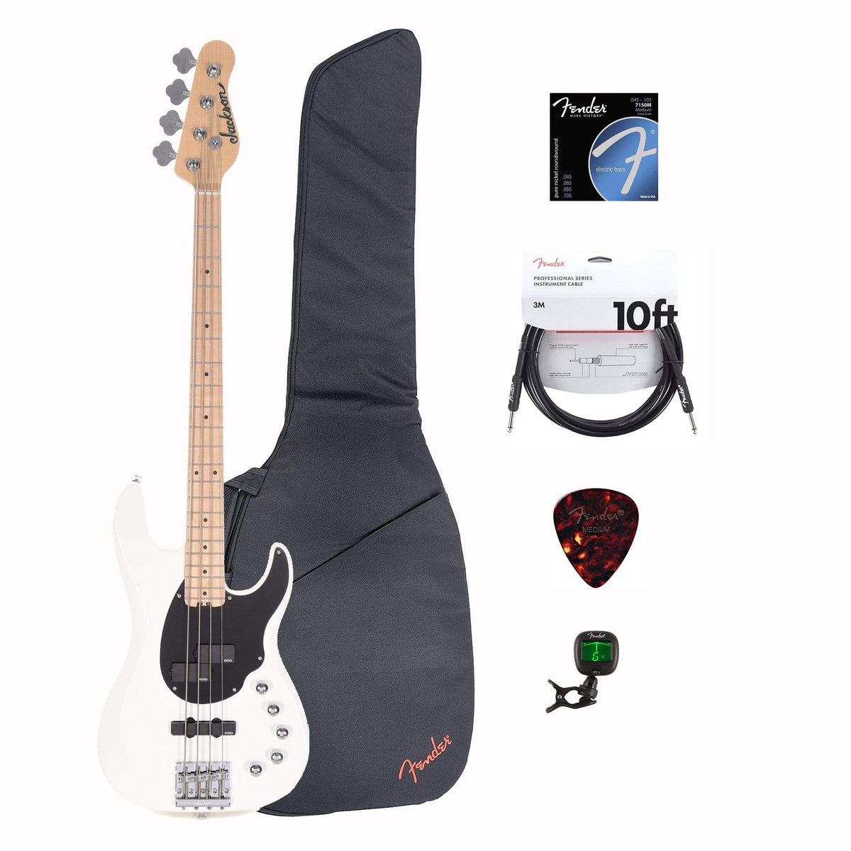 Jackson X Series Signature David Ellefson Concert Bass CBXM IV MN Snow White w/Gig Bag, Tuner, Cables, Picks and Strings…