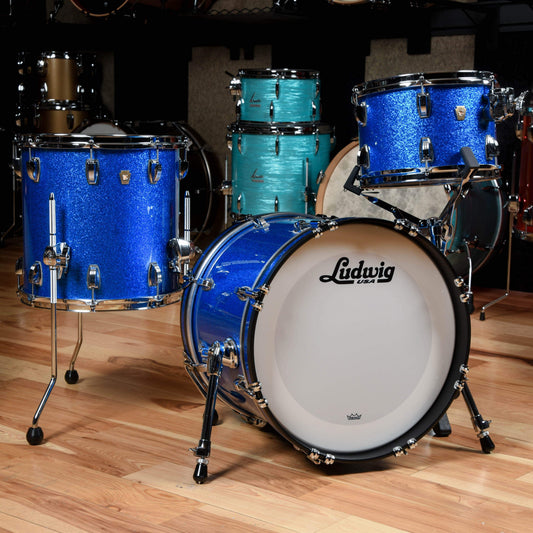 Ludwig Classic Maple 12/14/18 3pc. Drum Kit Blue Sparkle - MUSICTONER