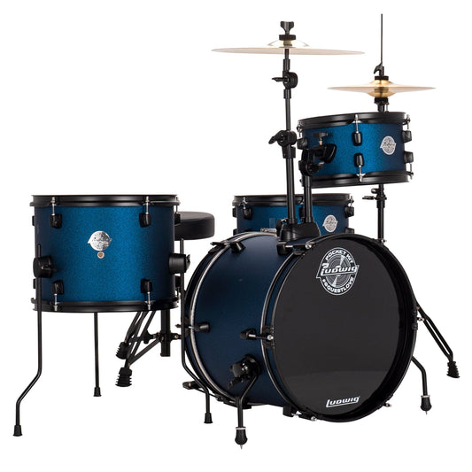 Ludwig Questlove Pocket 10/13/16/5x12 4pc. Drum Kit Blue Stardust w/Hardware & Cymbals - MUSICTONER