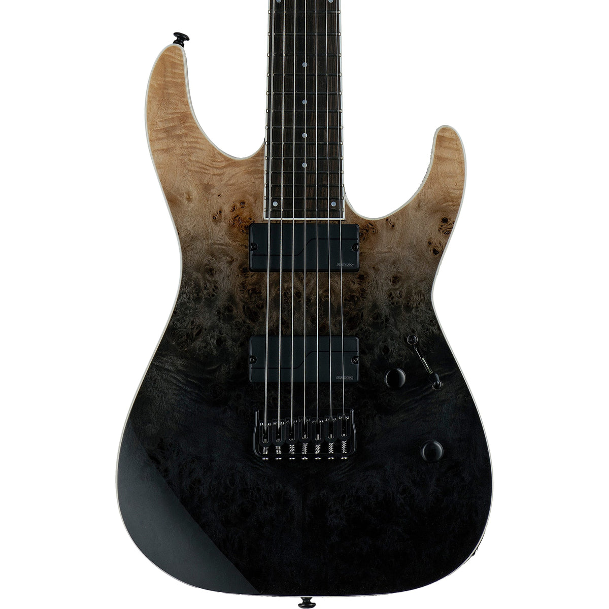 ESP LTD M-1007HT Deluxe M Series 7-String Guitar, Black Fade