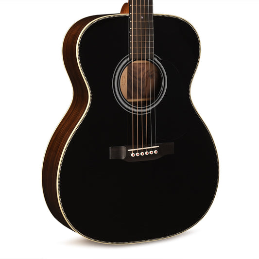 Martin Custom Shop OM-28 Style Auditorium Adirondack Spruce VTS/Wild Grain East Indian Rosewood Black Top - MUSICTONER